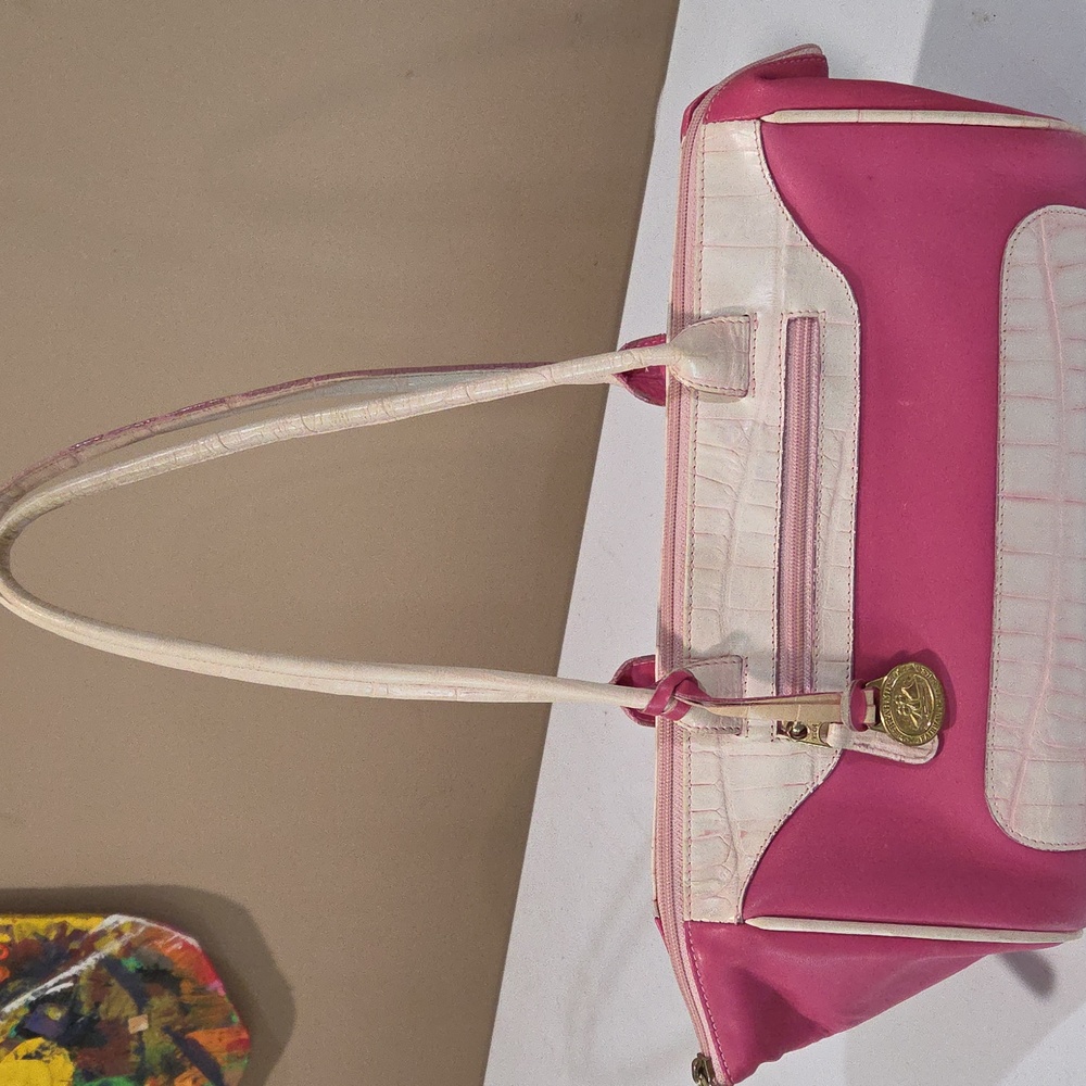 Brahmin Pink and Cream Women's Handbag